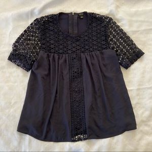 Ann Taylor navy top. Lace. Large